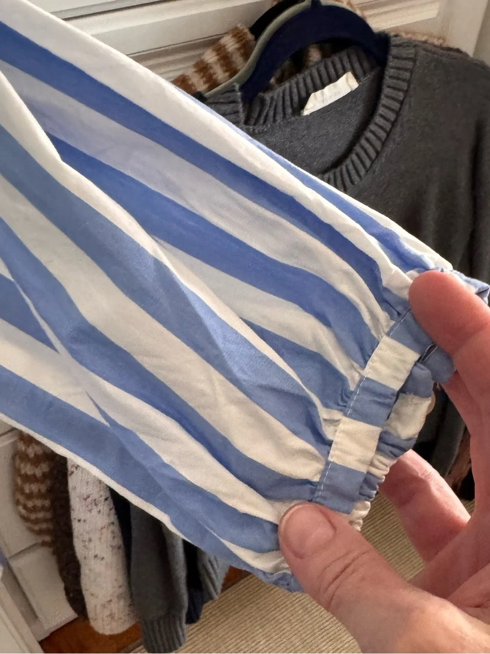 JCrew medium blue stripe tiered dress, like new